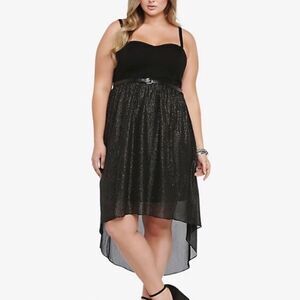 Torrid Black Gold Sweetheart Sparkly Party Dress Sz 14